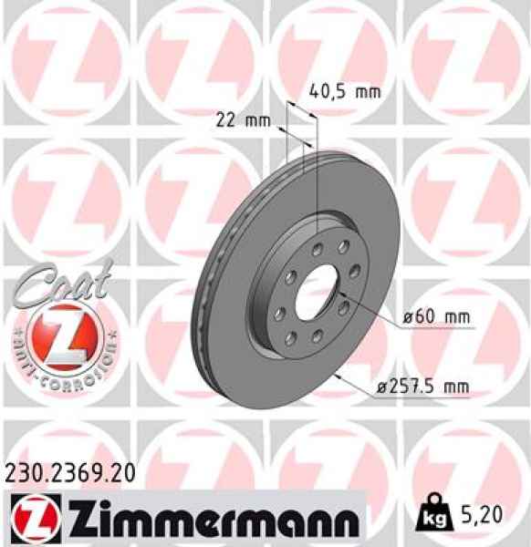 Zimmermann Brake Disc for OPEL ADAM (M13) front