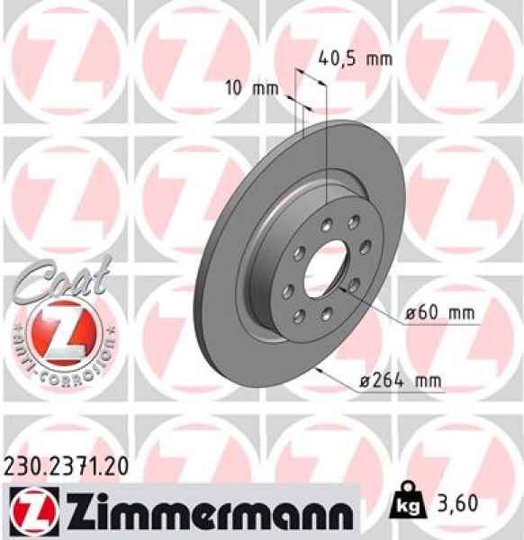 Zimmermann Brake Disc for ABARTH GRANDE PUNTO (199_) rear