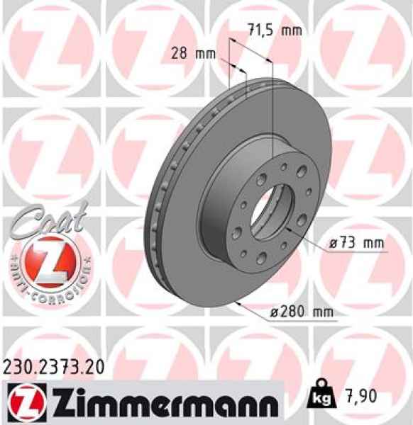 Zimmermann Brake Disc for PEUGEOT BOXER Kasten front