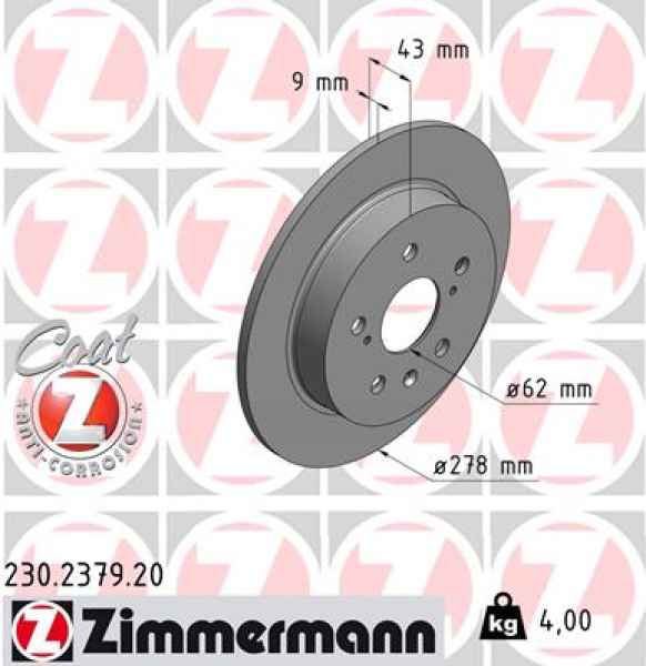 Zimmermann Brake Disc for SUZUKI SX4 / SX4 CLASSIC (EY, GY) rear