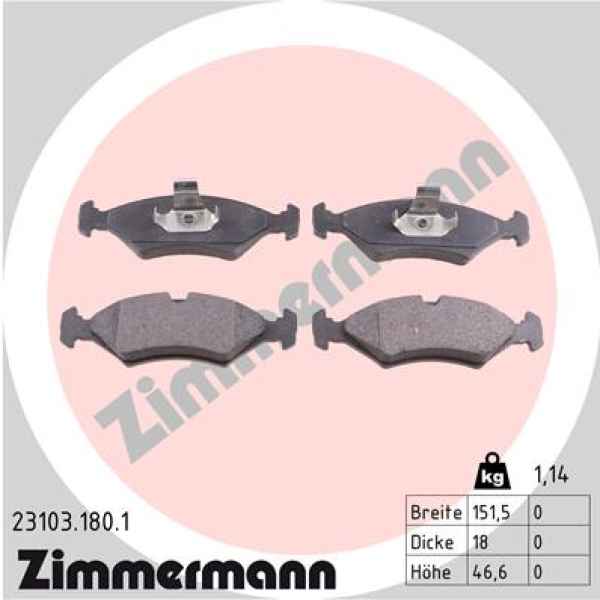 Zimmermann Brake pads for FORD COURIER Kasten (F3L, F5L) front