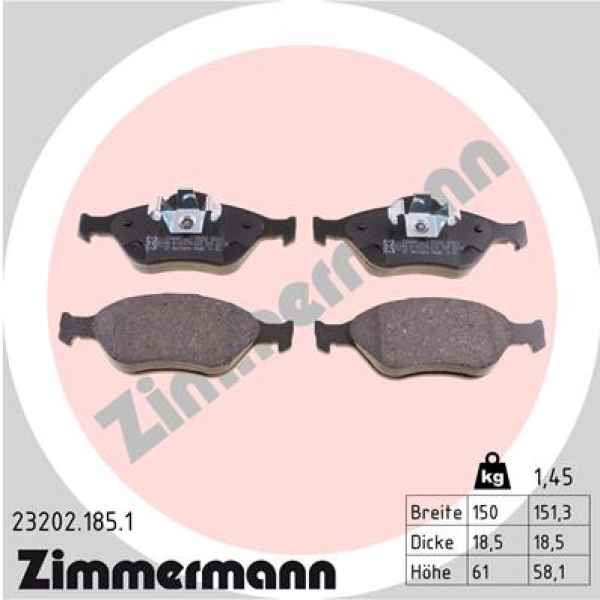 Zimmermann Brake pads for FORD FIESTA Kasten (JV_) front