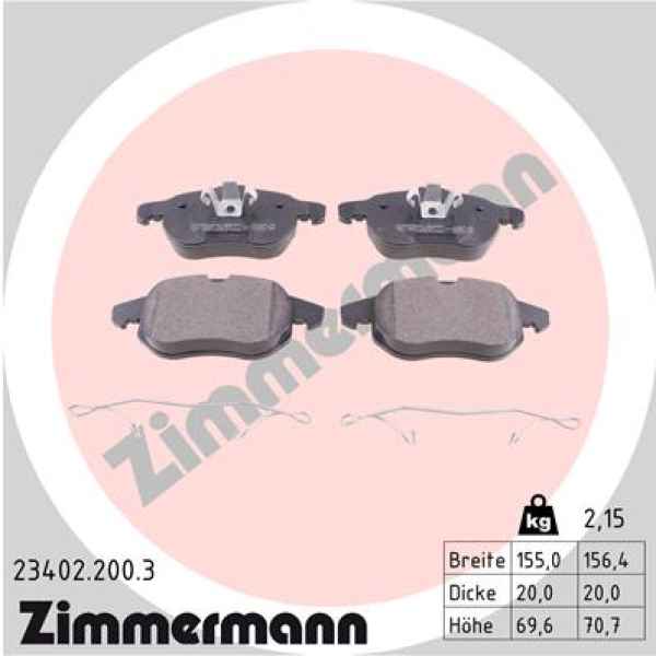 Zimmermann Brake pads for CADILLAC BLS front