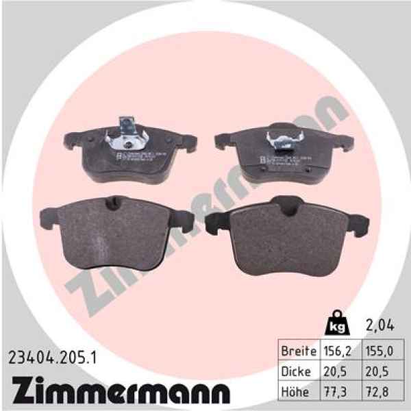 Zimmermann Brake pads for OPEL VECTRA C CC (Z02) front