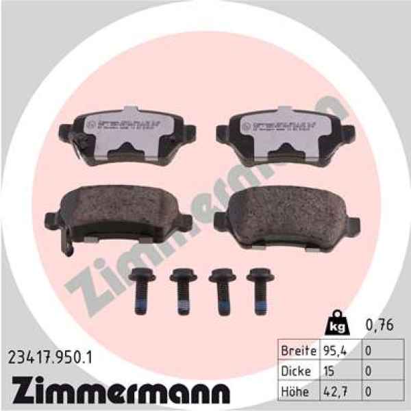 Zimmermann rd:z Brake pads for OPEL ASTRA G Cabriolet (T98) rear