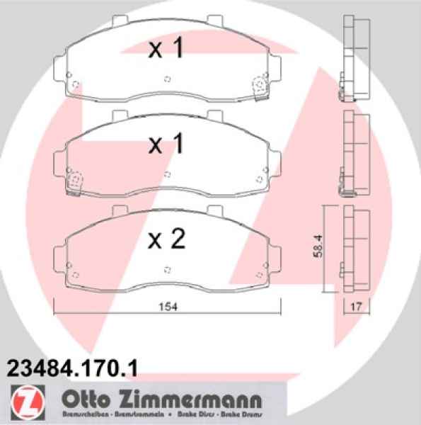 Zimmermann Bremsbeläge für KIA PREGIO Bus vorne