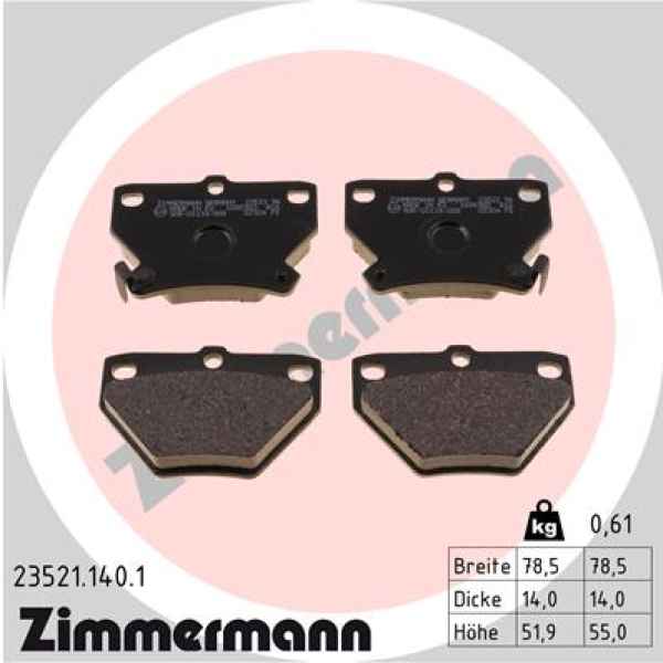 Zimmermann Brake pads for TOYOTA PRIUS Stufenheck (_W1_) rear