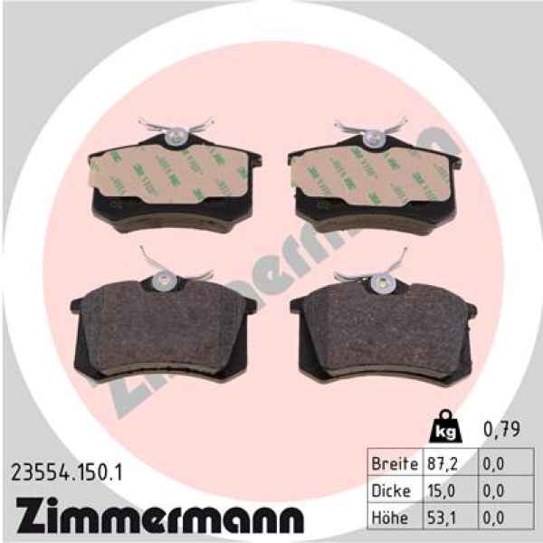 Zimmermann Brake pads for VW GOLF II (19E, 1G1) rear