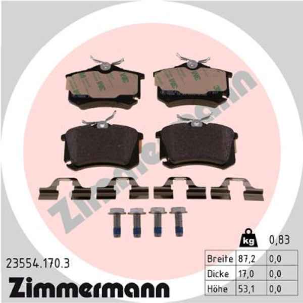 Zimmermann Brake pads for SKODA FABIA III (NJ3) rear