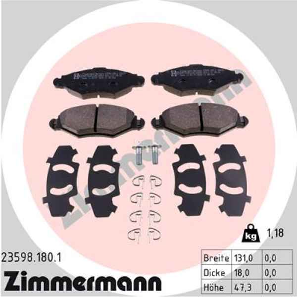 Zimmermann Brake pads for PEUGEOT 206 Schrägheck (2A/C) front