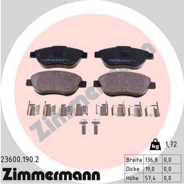 Zimmermann Brake pads for PEUGEOT 207 CC (WD_) front