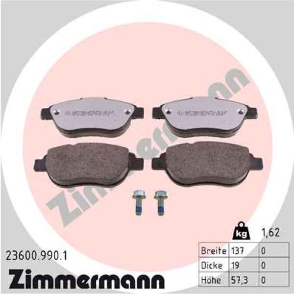 Zimmermann rd:z Brake pads for PEUGEOT 207 CC (WD_) front