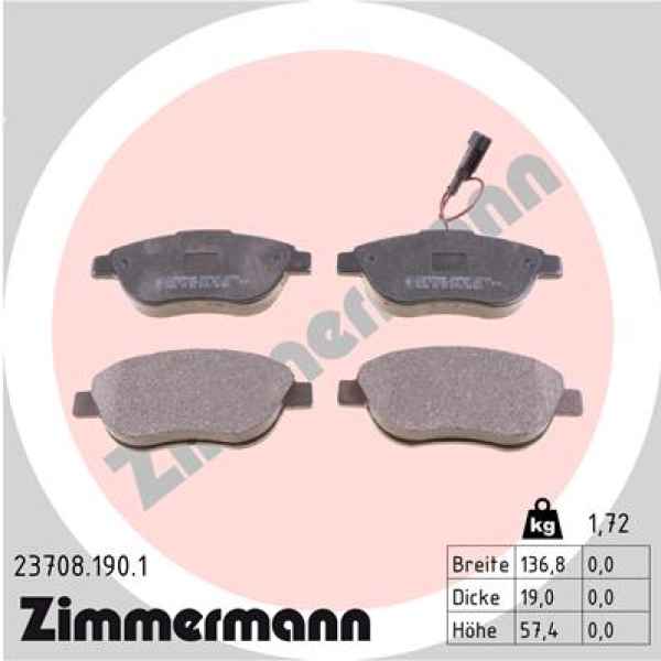 Zimmermann Brake pads for ABARTH 500 / 595 / 695 (312_) front