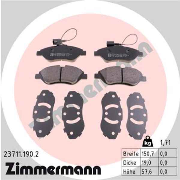 Zimmermann Brake pads for FIAT STILO (192_) front
