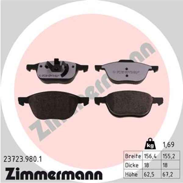 Zimmermann rd:z Brake pads for VOLVO V50 (545) front