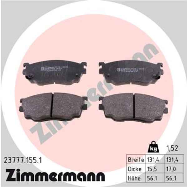 Zimmermann Brake pads for MAZDA PREMACY (CP) front