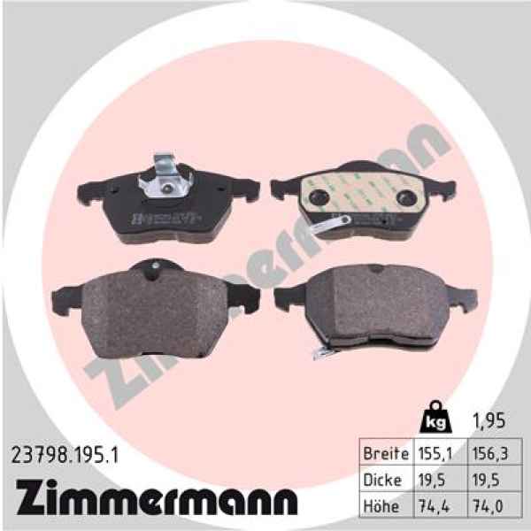 Zimmermann Brake pads for OPEL ASTRA G Cabriolet (T98) front