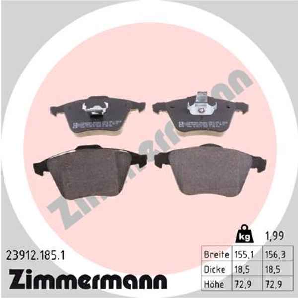 Zimmermann Brake pads for MAZDA 3 (BK) front
