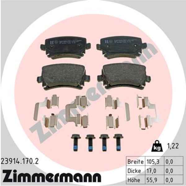 Zimmermann Brake pads for SKODA OCTAVIA II Combi (1Z5) rear