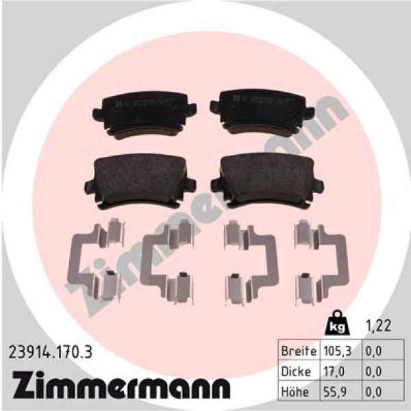 Zimmermann Brake pads for VW GOLF VI (5K1) rear