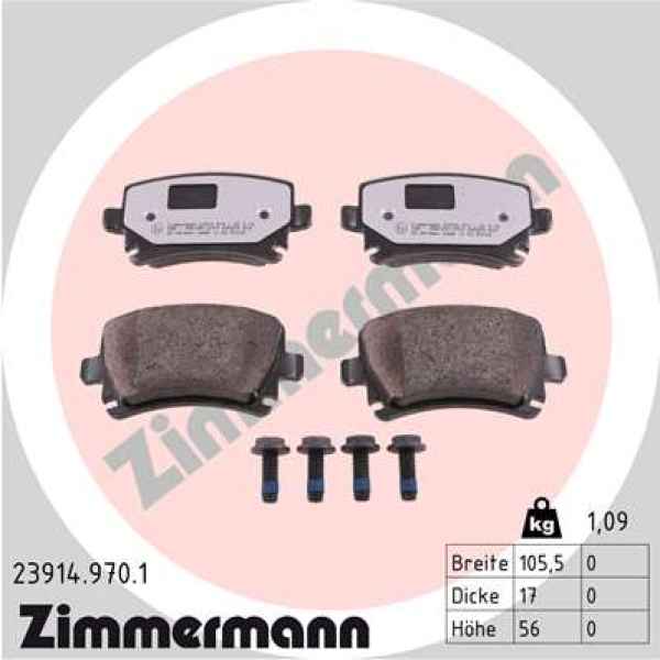 Zimmermann rd:z Brake pads for VW GOLF VI Variant (AJ5) rear