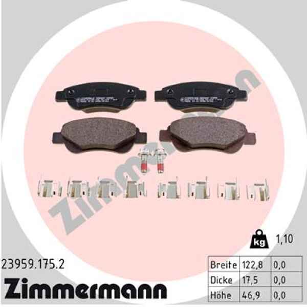 Zimmermann Brake pads for TOYOTA AYGO (_B4_) front