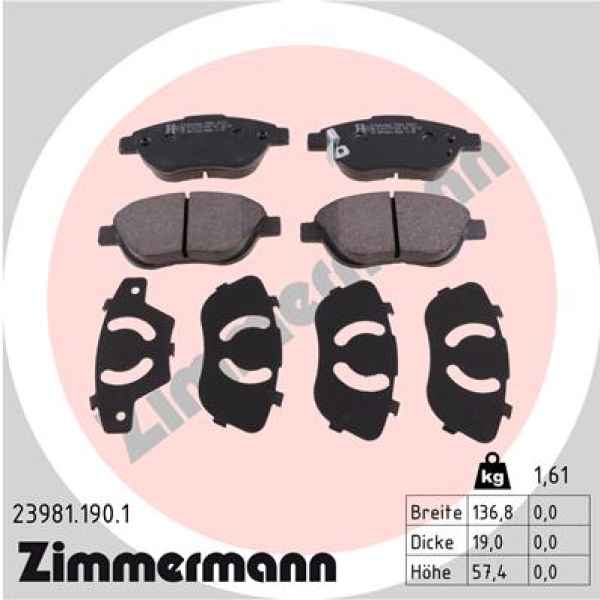 Zimmermann Brake pads for OPEL CORSA D Van (S07) front