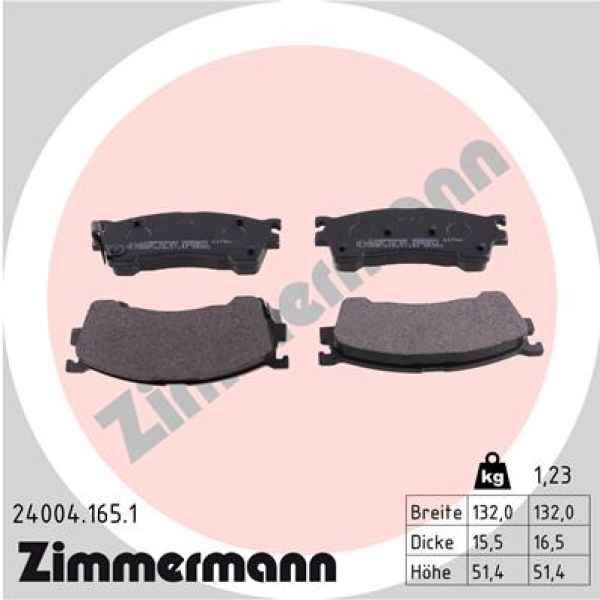 Zimmermann Brake pads for MAZDA PREMACY (CP) front