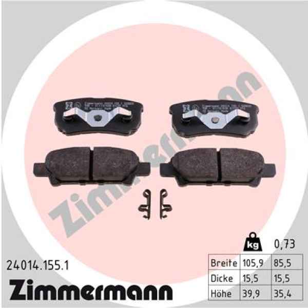 Zimmermann Brake pads for MITSUBISHI LANCER VIII (CY_A, CZ_A) rear