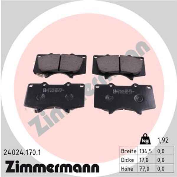 Zimmermann Brake pads for TOYOTA HILUX VIII Pick-up (_N1_) front
