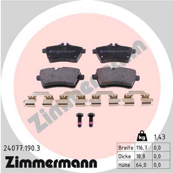 Zimmermann Bremsbeläge für MERCEDES-BENZ A-KLASSE (W169) vorne