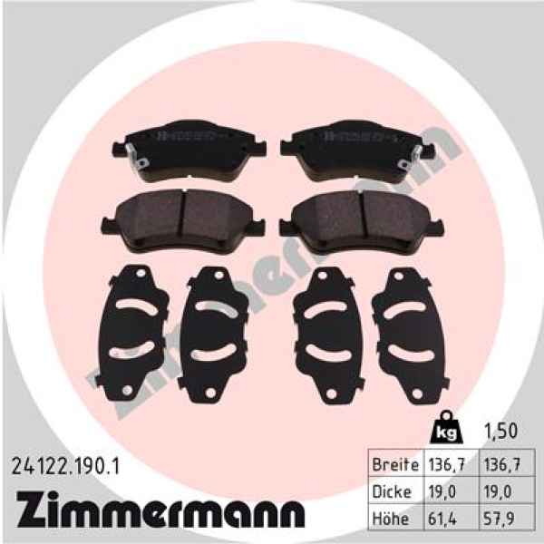 Zimmermann Brake pads for TOYOTA AURIS (_E15_) front