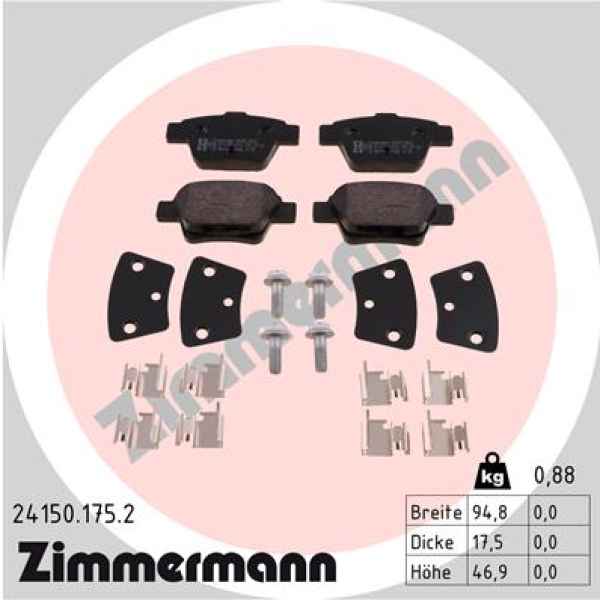 Zimmermann Brake pads for PEUGEOT 307 CC (3B) rear