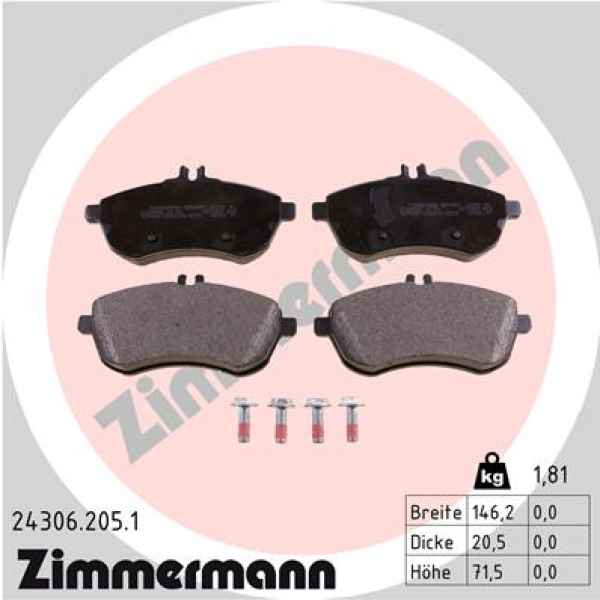 Zimmermann Brake pads for MERCEDES-BENZ E-KLASSE Cabriolet (A207) front