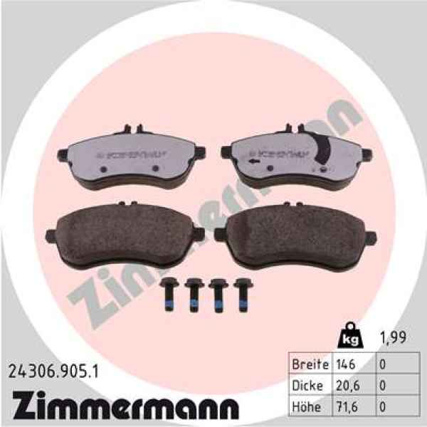 Zimmermann rd:z Brake pads for MERCEDES-BENZ E-KLASSE Coupe (C207) front