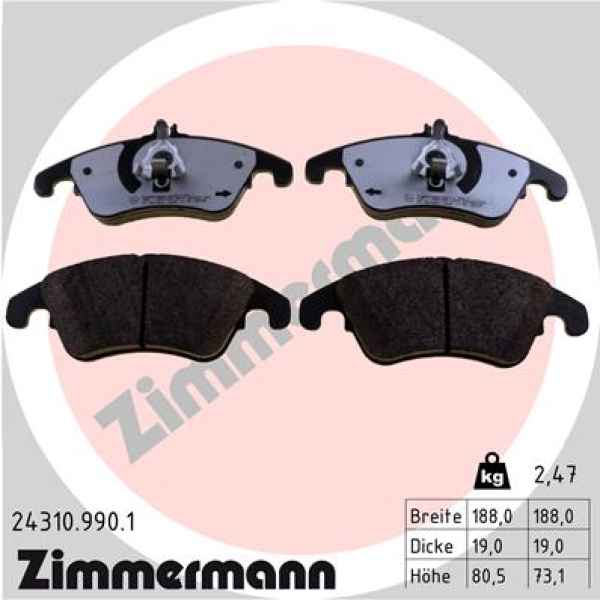 Zimmermann rd:z Brake pads for MERCEDES-BENZ E-KLASSE Cabriolet (A207) front