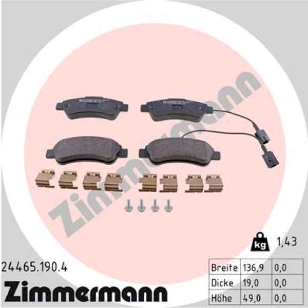Zimmermann Brake pads for CITROËN JUMPER Kasten rear