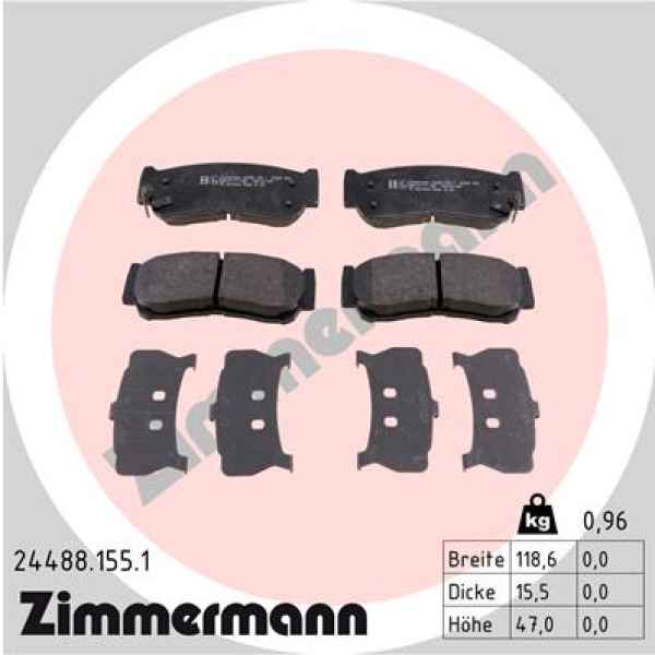 Zimmermann Brake pads for HYUNDAI H-1 / STAREX Großraumlimousine (A1) rear