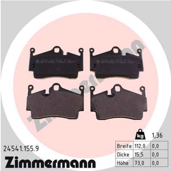 Zimmermann Bremsbeläge for PORSCHE BOXSTER (987) rear