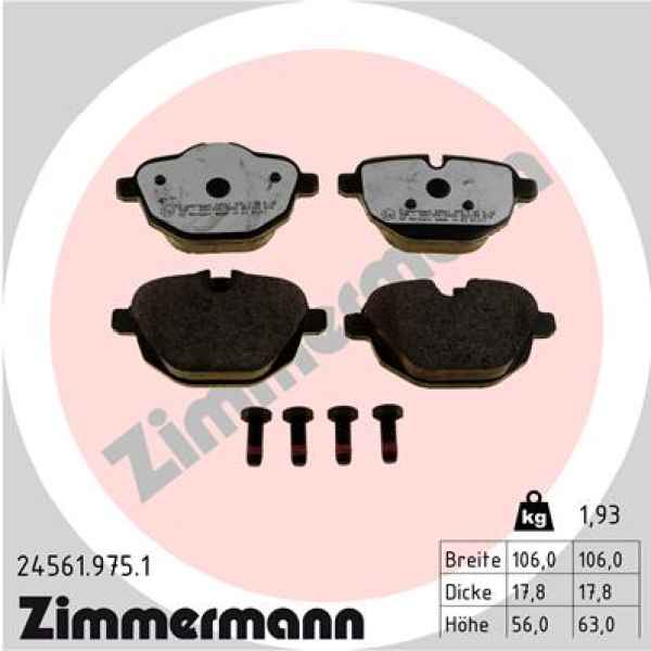 Zimmermann rd:z Brake pads for BMW Z4 Roadster (E89) rear