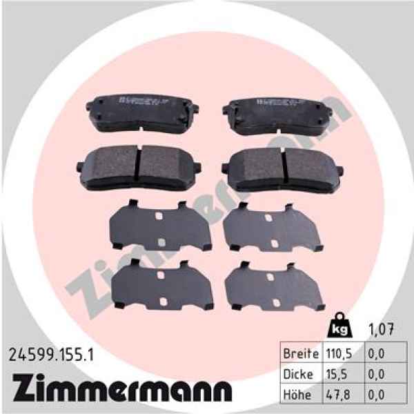 Zimmermann Brake pads for HYUNDAI H-1 / STAREX Großraumlimousine (A1) rear
