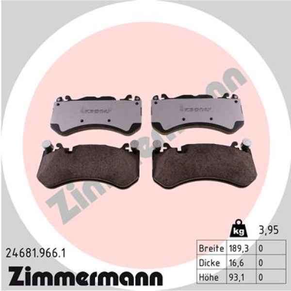Zimmermann rd:z Brake pads for MERCEDES-BENZ S-KLASSE (W222, V222, X222) front