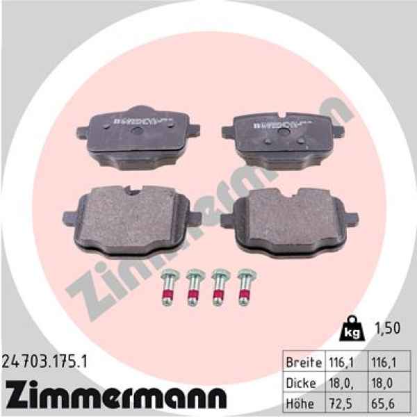 Zimmermann Brake pads for BMW 6 Coupe (F13) rear