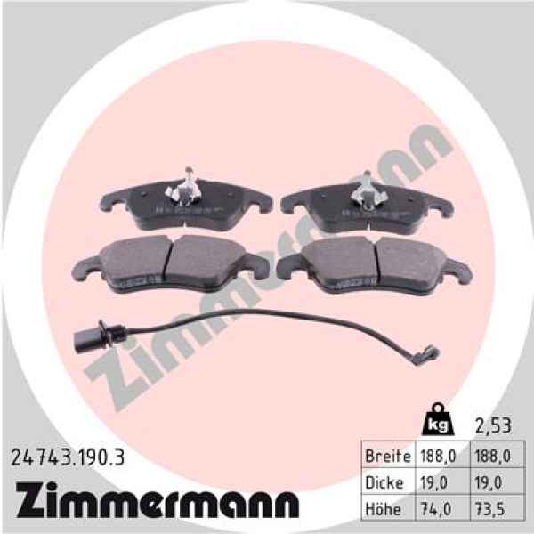 Zimmermann Brake pads for AUDI A7 Sportback (4GA, 4GF) front
