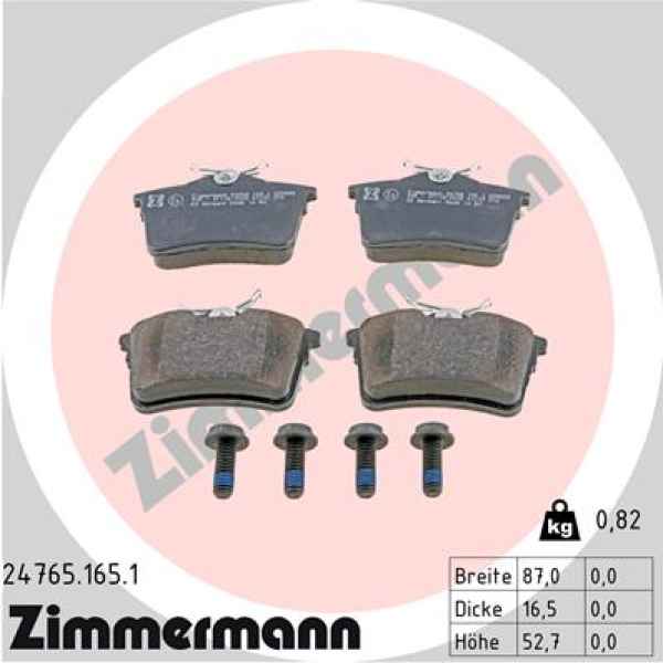 Zimmermann Brake pads for PEUGEOT PARTNER Tepee rear