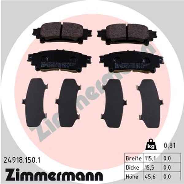 Zimmermann Brake pads for LEXUS RX (_L1_) rear