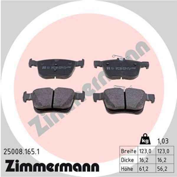Zimmermann Brake pads for VW GOLF SPORTSVAN (AM1, AN1) rear