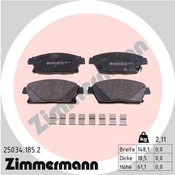 Zimmermann Brake pads for CHEVROLET CRUZE Schrägheck (J305) front