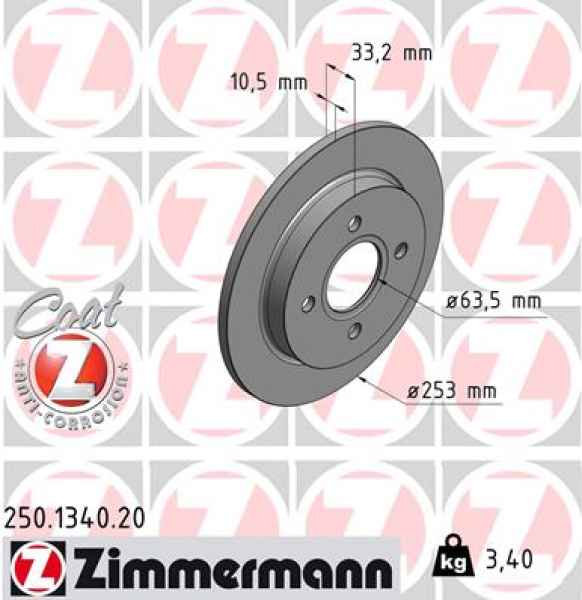 Zimmermann Brake Disc for FORD SCORPIO II (GFR, GGR) rear