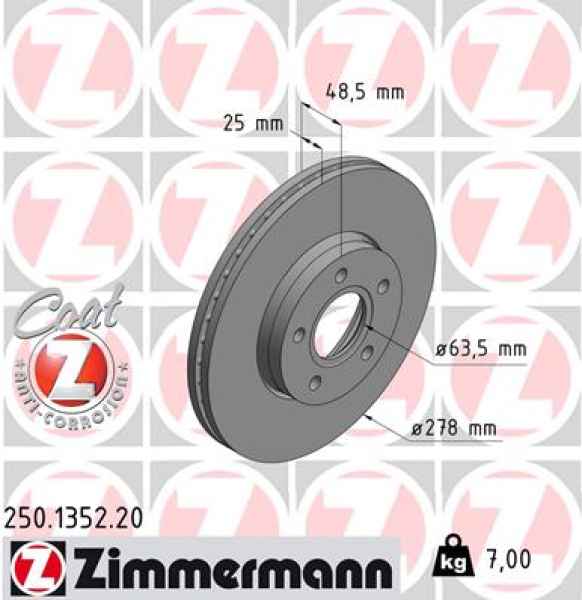 Zimmermann Brake Disc for VOLVO V50 (545) front